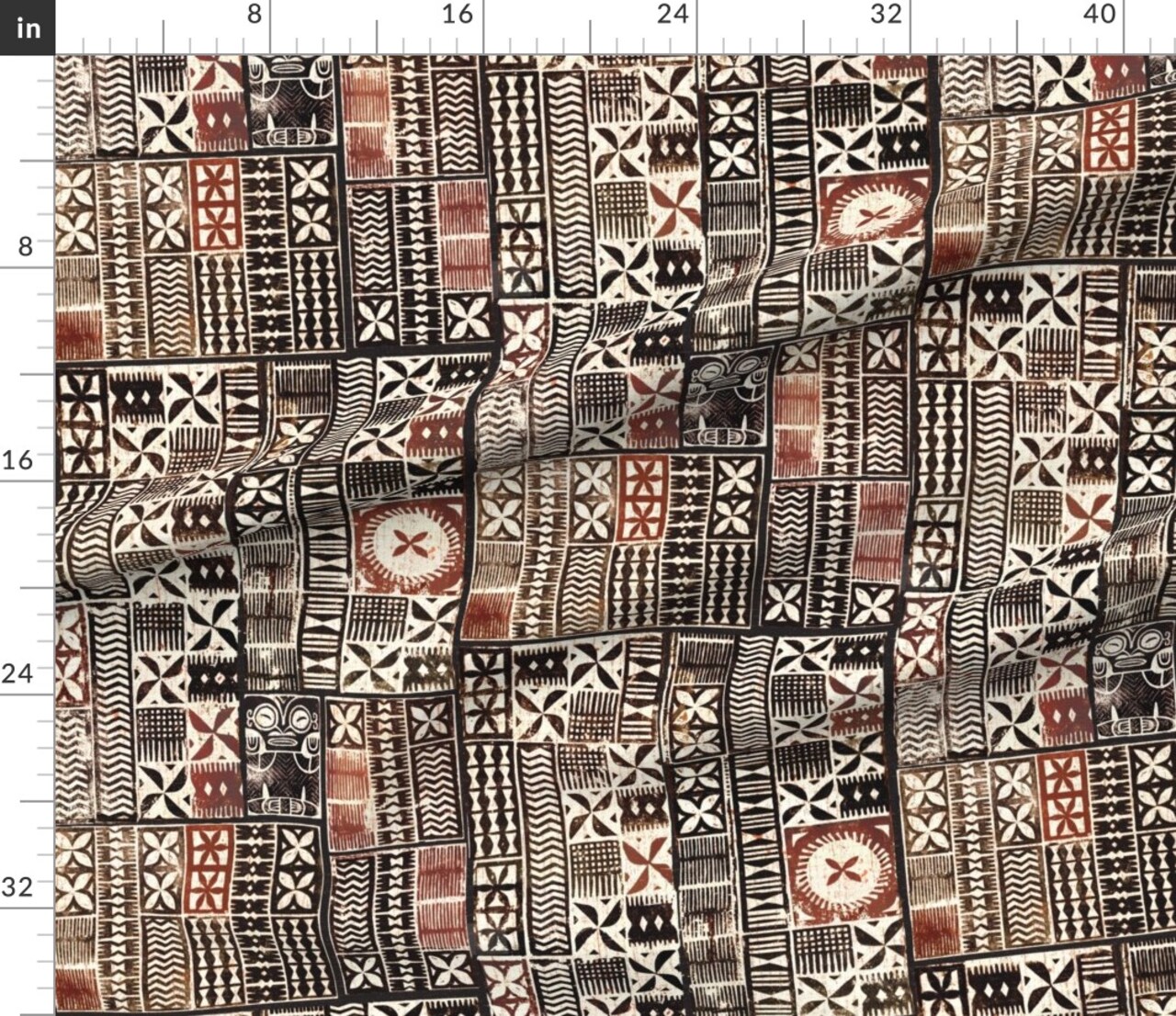 Brown, Mudcloth, Panpacific, Tapa, Tiki, Aloha, Hawaii, Fiji, Custom Printed Fabric by Spoonflower Various Fabrics by the Yard or Fat Quarter